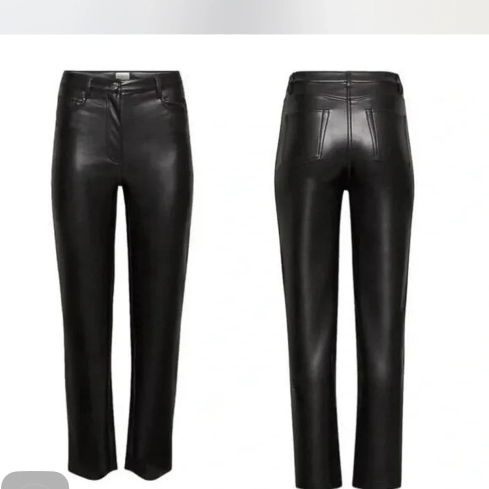 Aritzia Wilfred Sleek Black Straight Leg faux leather Jeans - Picture 2 of 11